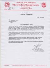 LETTER OF ACCEPTANCE