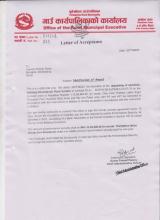 सेर्कावास-हेक्लांग-खुमडाँडा रोड सेक्सनको Letter Of Acceptance